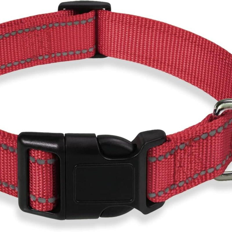 Reflective Dog Collar with Buckle Adjustable Safety Nylon for Small Medium Large Dogs, Blue S