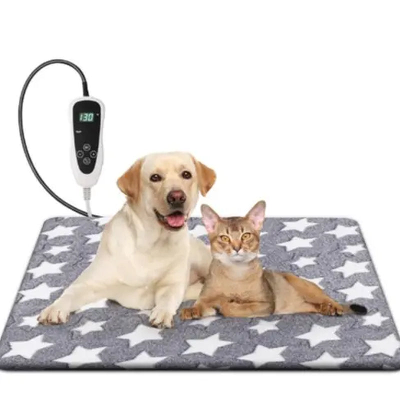 UPSKY Heated Pet Pad for Dogs & Cats - 11-Level Adjustable Temp, 1-12H Auto-Off Timer, 7-Layer Waterproof Flame-Retardant PVC, Met-Certified, Chew-Resistant Cord, Modern Detachable Machine-Wash Cover, for Elderly Animals & Newborns with Joint Pain Relief,