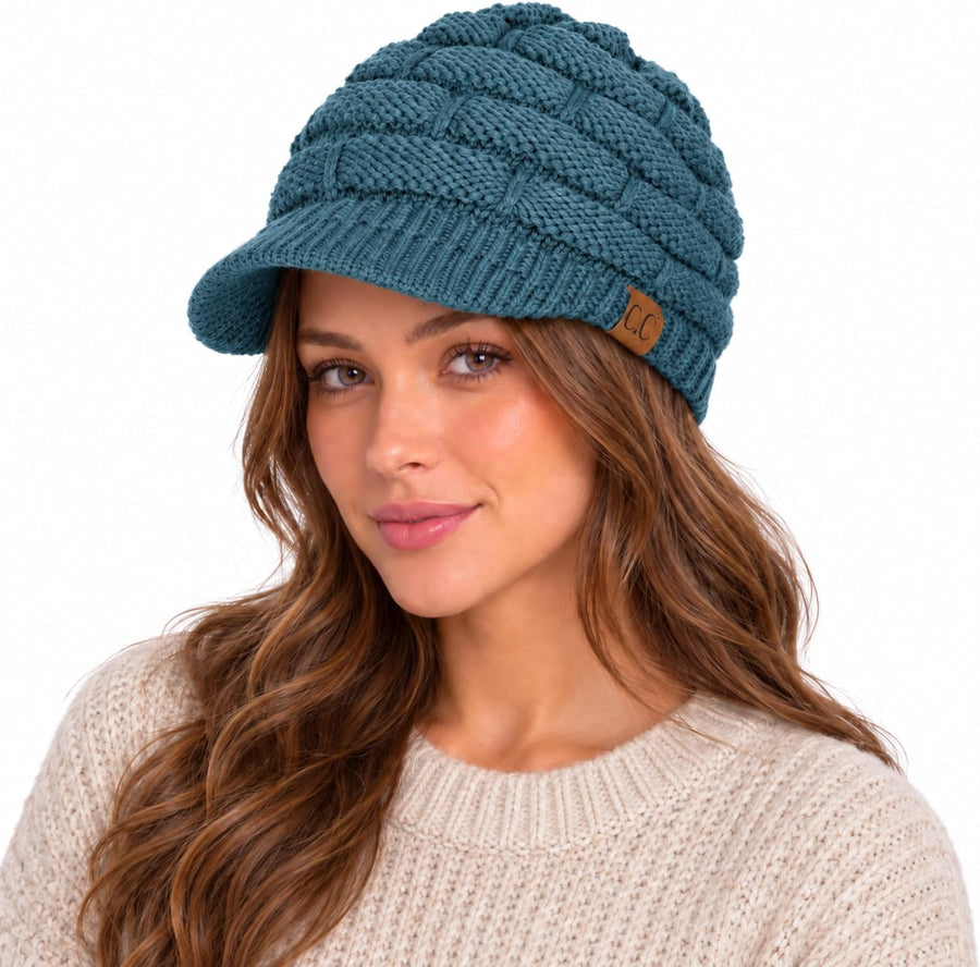 Hatsandscarf Exclusives Women'S Ribbed Knit Hat with Brim (YJ-131)(YJ-2023)