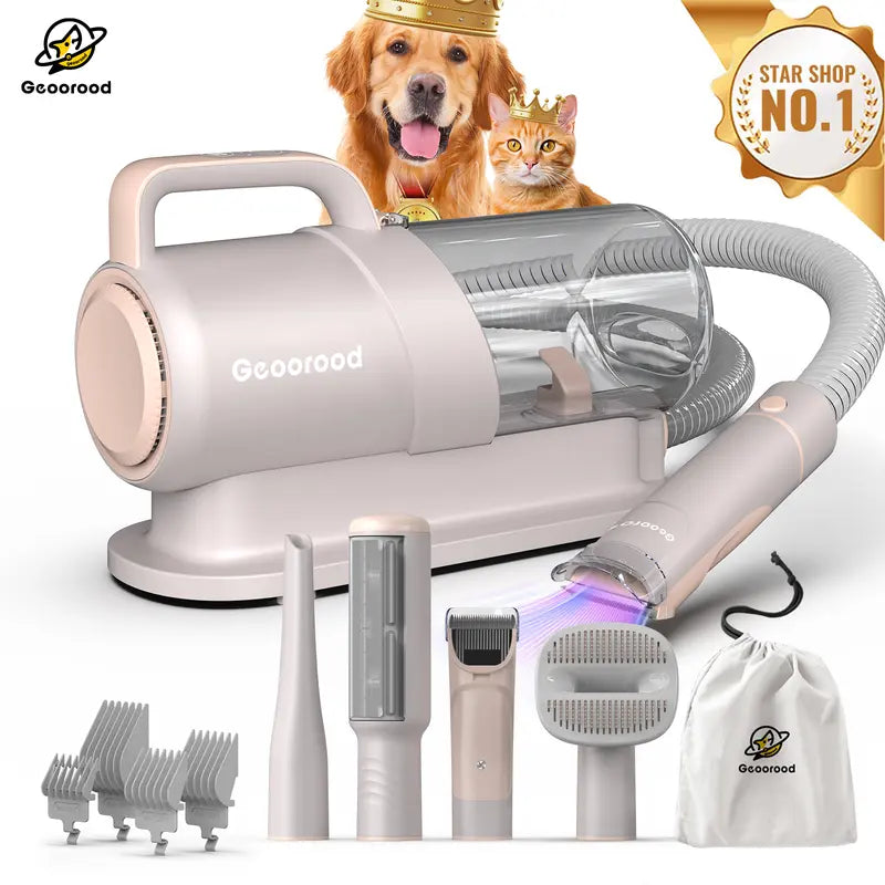 Geoorood Dog Grooming Vacuum All-In-One Kit with 10Kpa Suction, 2.2L Dust Tank, Adjustable Combs, Lightweight Design, Perfect for Gifts & Home Use #Familyfun
