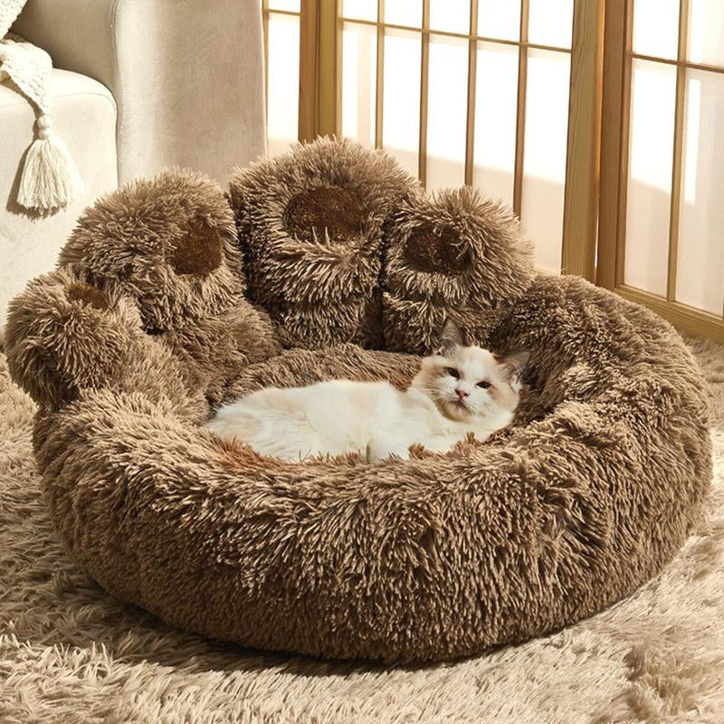 Cat Cartoon Bear Paw Design Pet Bed, Soft Plush Pet Nest for Daily Use, Spring Warm Pet Bed for Dog & Cat
