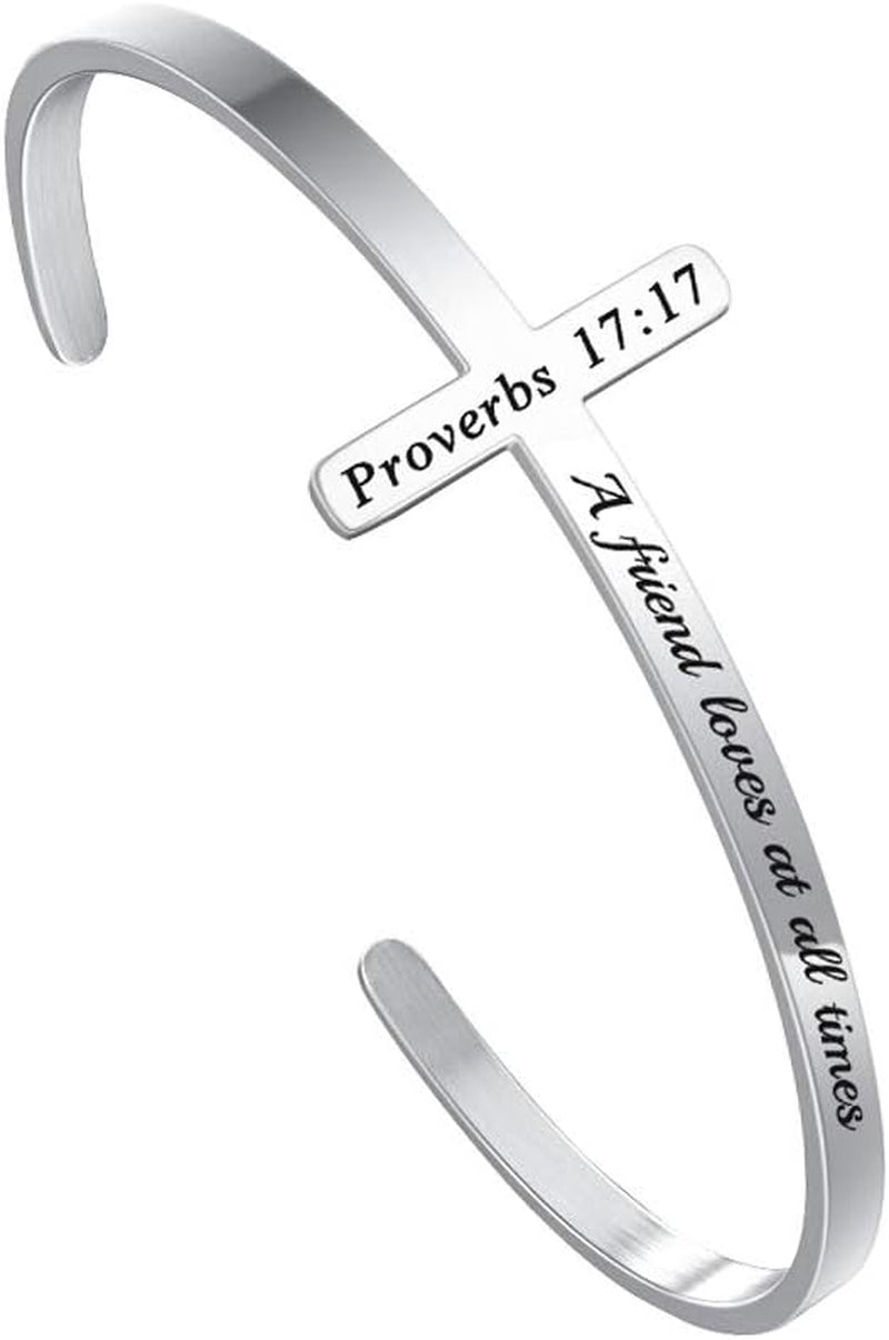 Stocking Stuffers for Women Teen Girls, Silver Cross Bracelet