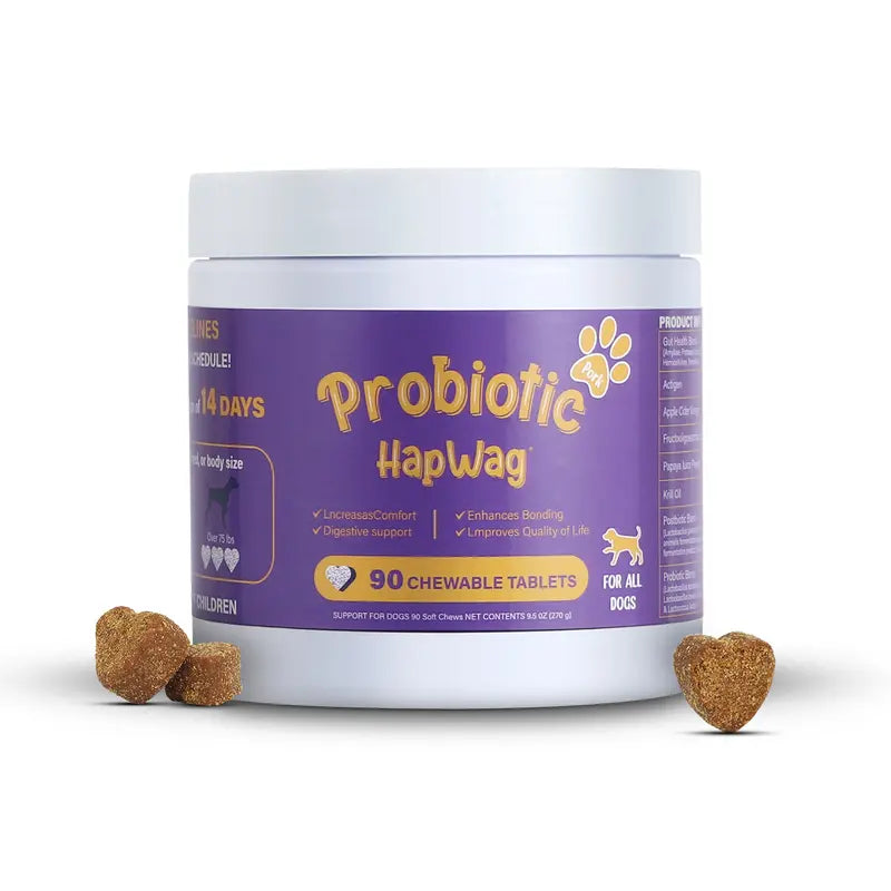 HAPWAG Universal Chewable Pork Flavor Dog Probiotics - 90 Treats, 8-In-1 Vitamins, Canine Nutritional Supplement for All Life Stages, Gut Support, Digestive Aid, Gut & Immune Help, Premium Ingredients