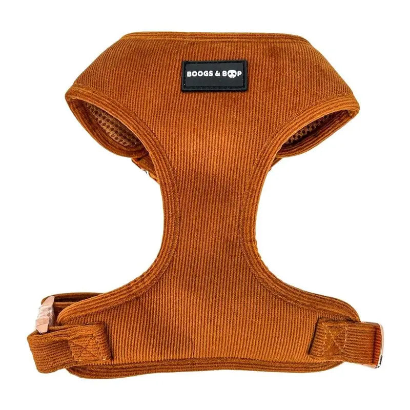 Adjustable Corduroy Dog Harness - Rust