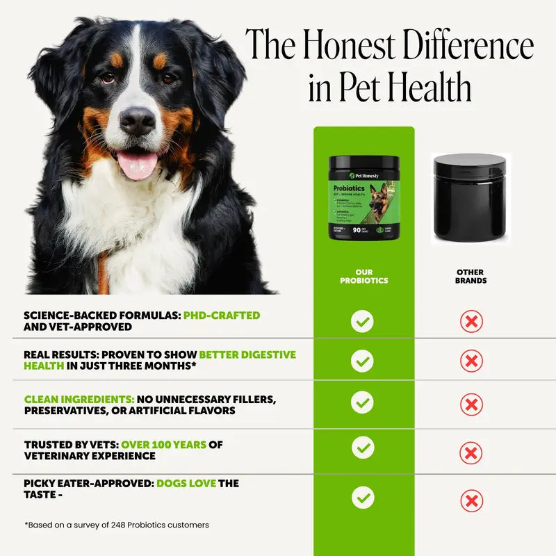 Pet Honesty Probiotics Gut + Immune Health with Prebiotics & Enzymes Duck Flavored Soft Chews Digestive Supplement for Dogs, 90 Count