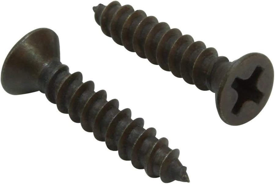 #6 X 1'' Black Oxide Coated Stainless Flat Head Phillips Wood Screw, (25 Pc), 18-8 (304) Stainless Steel Screws Corrosion Resistant Flat Head
