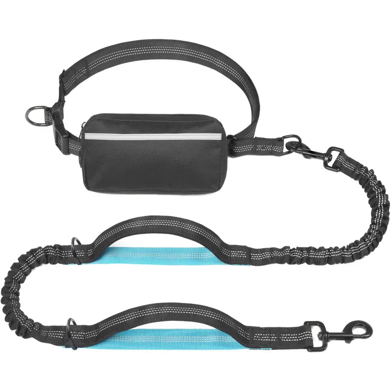 Iyoshop Hands Free Dog Leash with Zipper Pouch, Dual Padded Handles and Durable Bungee for Walking, Jogging and Running Your Dog