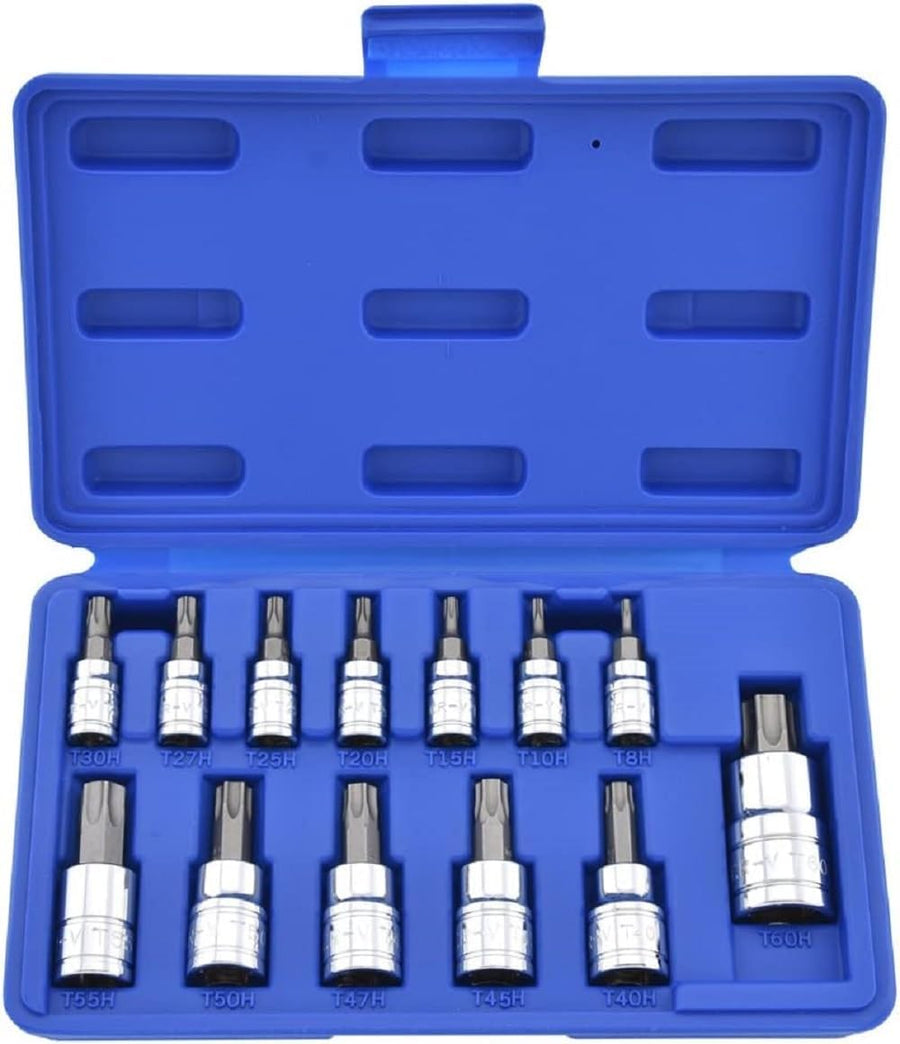 10073A Tamper Proof Torx Bit Socket Set |13-Piece | S2 Steel Bits & Cr-V Steel Sockets | TT8 – TT60