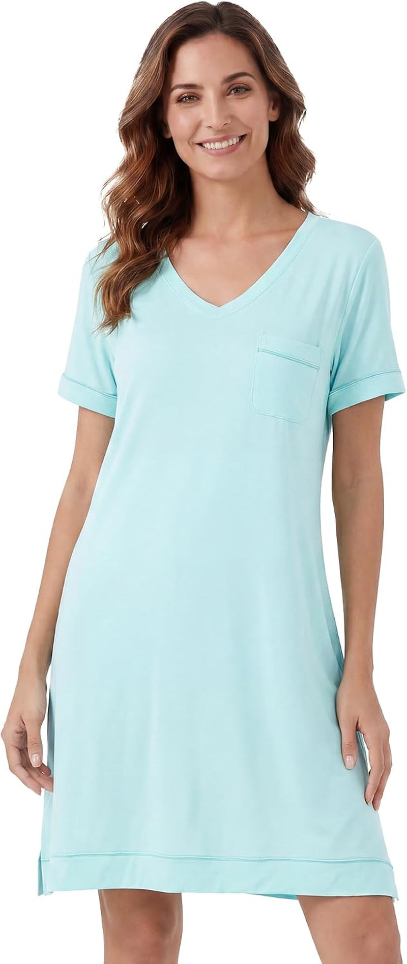 Viscose from Bamboo Nightgowns for Women Short Sleeve Sleep Shirt V Neck Nightgown plus Size Sleepwear S-4X,