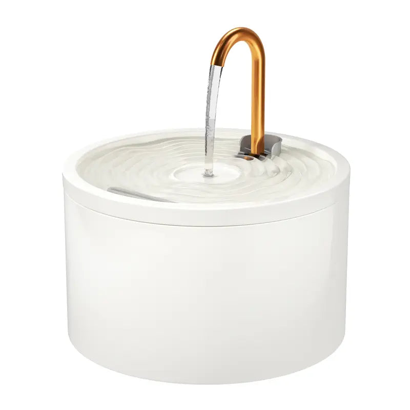 MISFANS D02 Natural Ceramic Automatic Pet Water Fountain - 2.1L Ultra-Quiet Wired Plug-In Pump, Stable Heavy Base, Premium Textures, Dual-Stage Filter, 2 Modes: Tap/Fount, Quick Install, Easy Clean for Cats, Indoor Pet Feeding Accessory