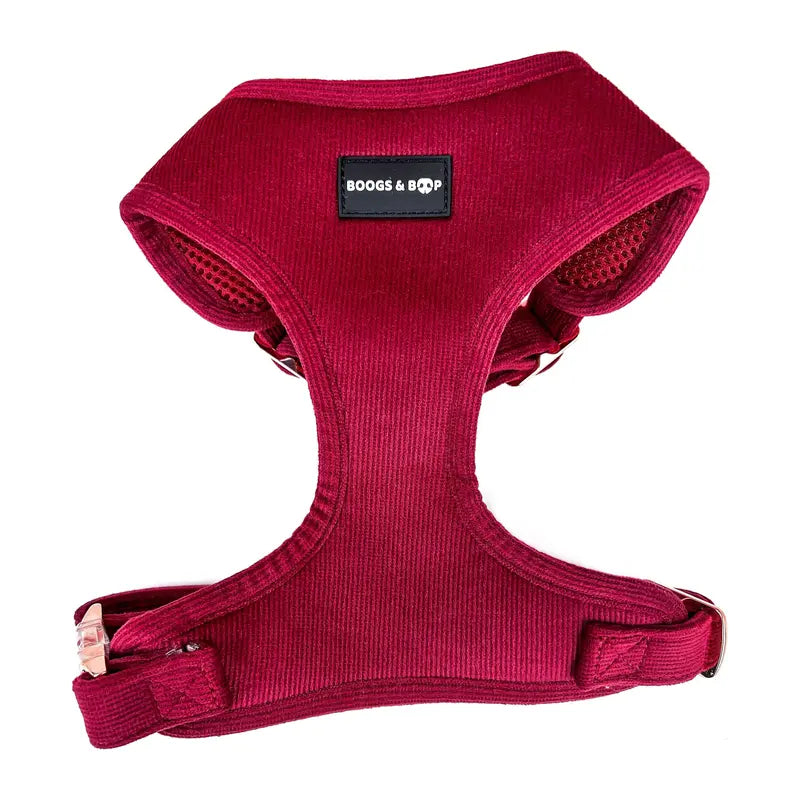 Adjustable Corduroy Dog Harness - Berry